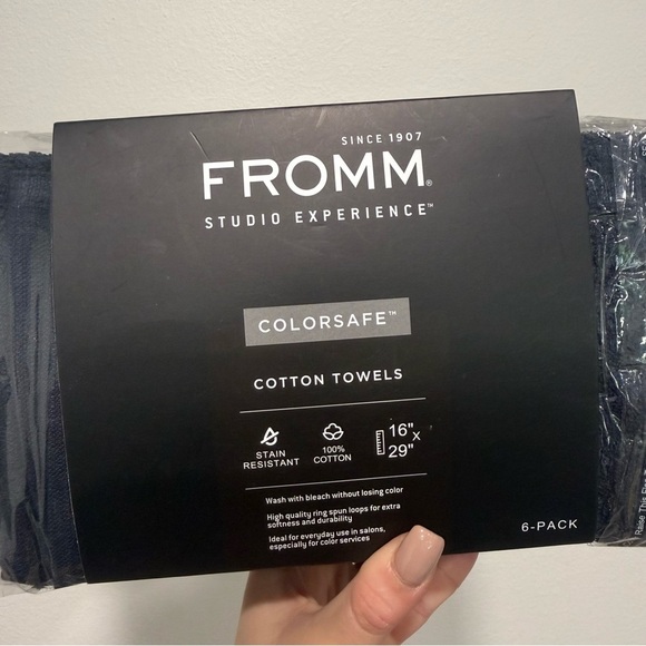 Fromm ColorSafe Black 100% Cotton Towels 6 Pack - Picture 2 of 5
